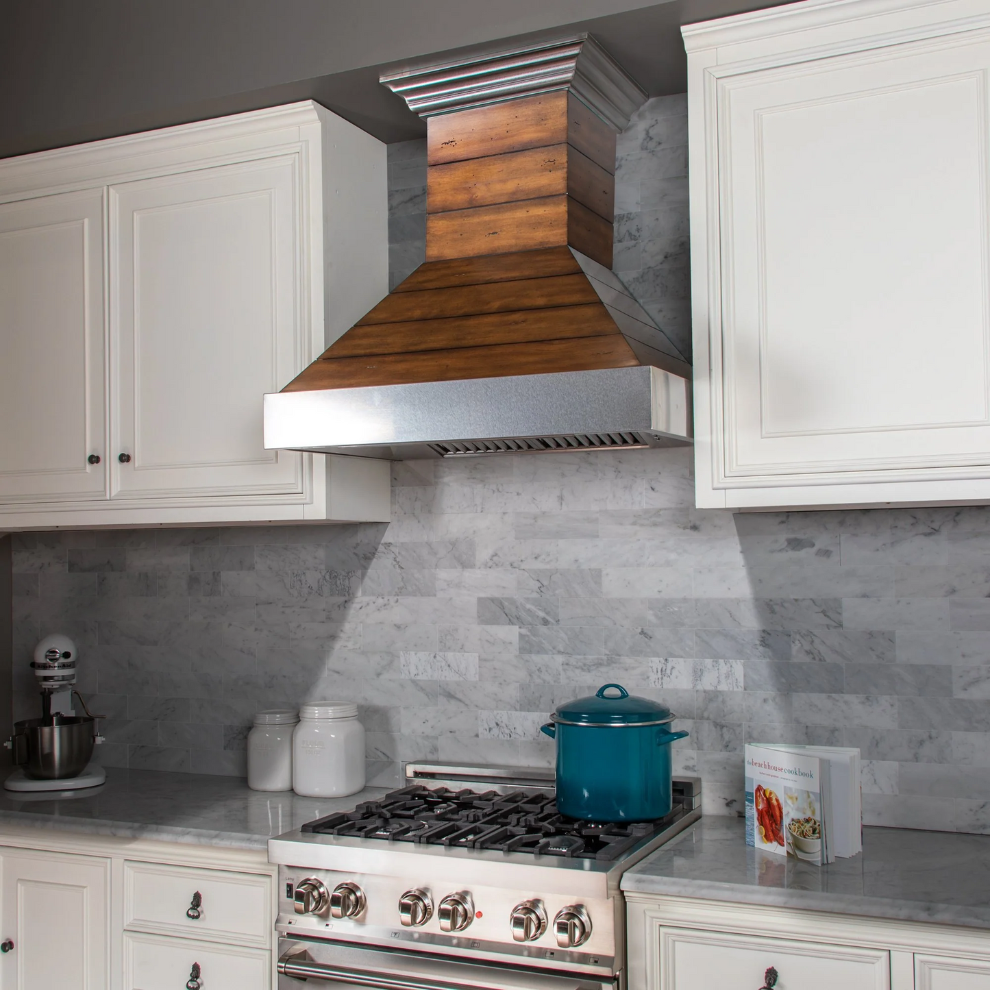 ZLINE Shiplap 30" Wooden Wall Range Hood With Stainless Steel Accents