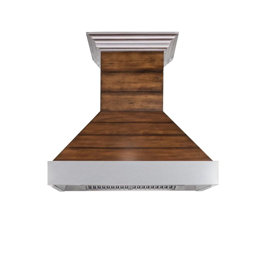 ZLINE Shiplap 30" Wooden Wall Range Hood With Stainless Steel Accents