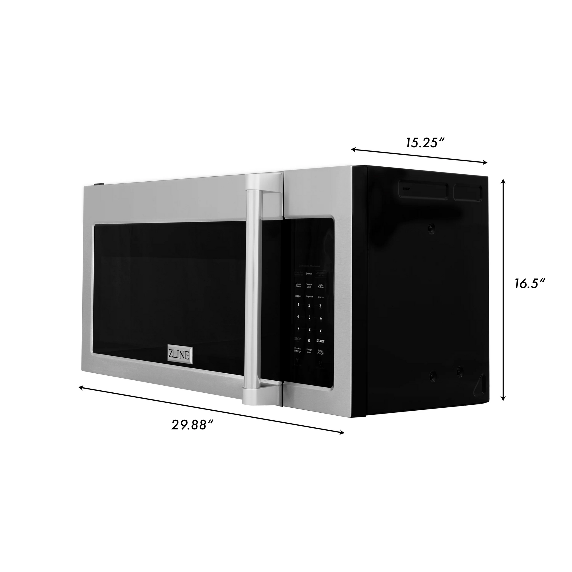 ZLINE Stainless Steel 30" 1.5 cu. ft. Over the Range Convection Microwave Oven With Traditional Handle and Sensor Cooking