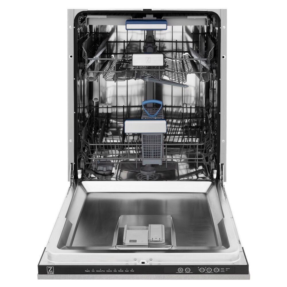 ZLINE Tallac 24" Blue Gloss Top Control Tall Tub Dishwasher With Stainless Steel Tub and 3rd Rack