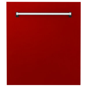 ZLINE Tallac 24" Red Gloss Top Control Tall Tub Dishwasher With Stainless Steel Tub and 3rd Rack