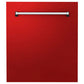 ZLINE Tallac 24" Red Matte Top Control Tall Tub Dishwasher With Stainless Steel Tub and 3rd Rack