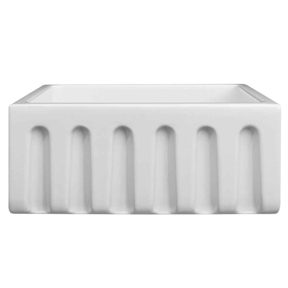 ZLINE Venice 24" Farmhouse Reversible White Gloss Fireclay Sink With Utility Rack and Basket Strainer