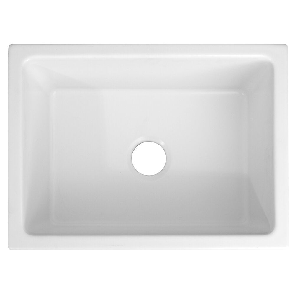 ZLINE Venice 24" Farmhouse Reversible White Matte Fireclay Sink With Utility Rack and Basket Strainer