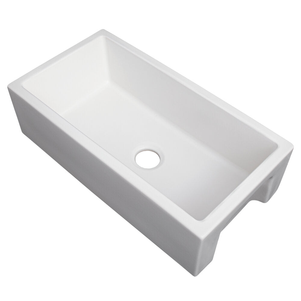 ZLINE Venice 33" Farmhouse Reversible White Matte Fireclay Sink With Utility Rack and Basket Strainer