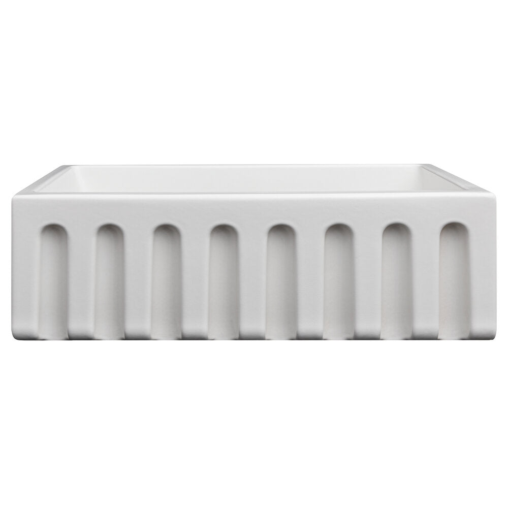 ZLINE Venice 33" Farmhouse Reversible White Matte Fireclay Sink With Utility Rack and Basket Strainer