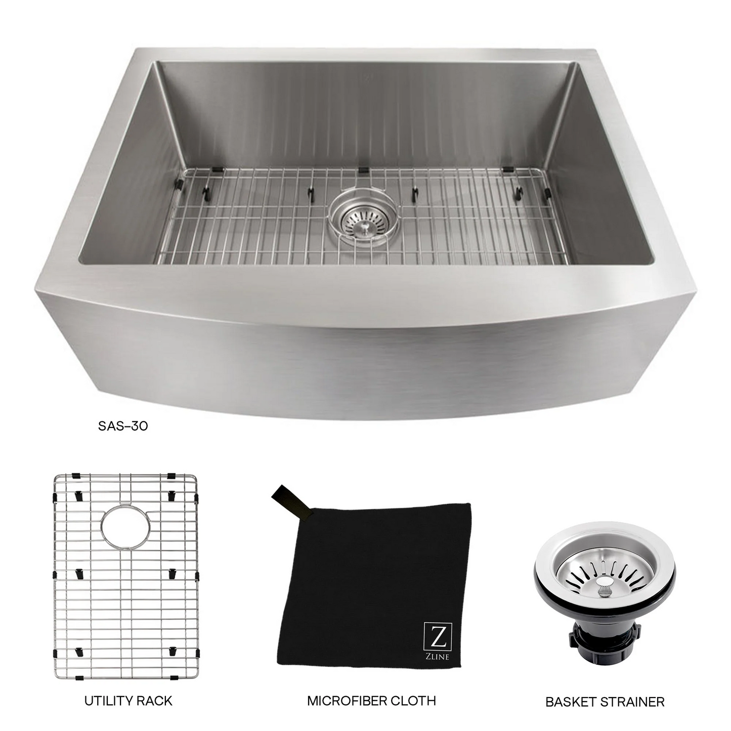 ZLINE Zermatt 30" Stainless Steel Farmhouse Undermount Single Bowl Sink