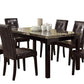 Benzara BM171261 Brown Slick Finish Faux Marble & Pine Wood Dining Table