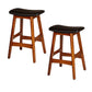 Benzara BM174383 Black And Brown Wooden Counter Height Stool, Set of 2