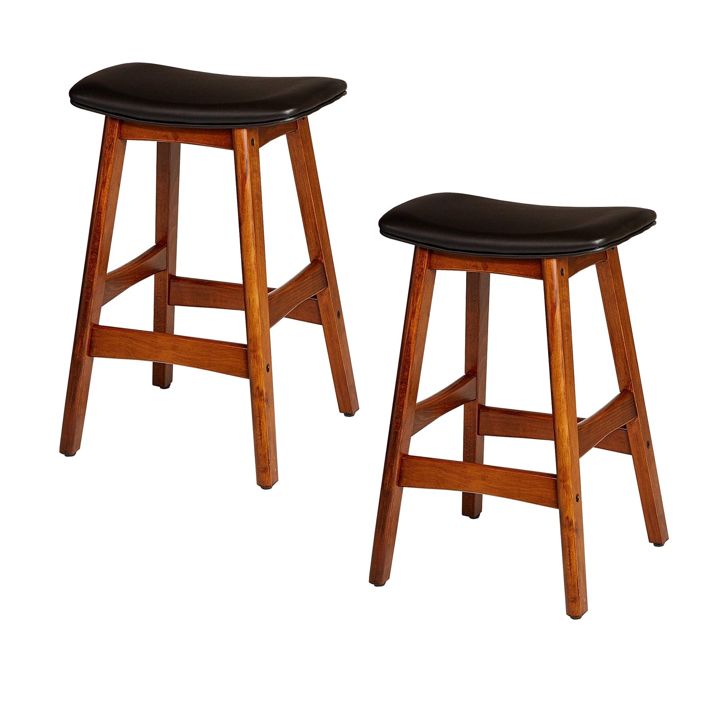 Benzara BM174383 Black And Brown Wooden Counter Height Stool, Set of 2