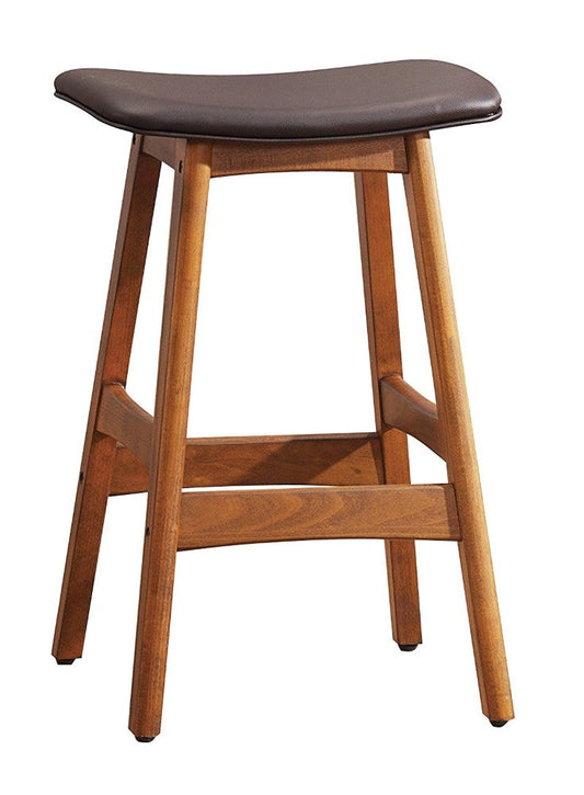 Benzara BM174384 Dark Brown Wooden Counter Height Stool, Set of 2