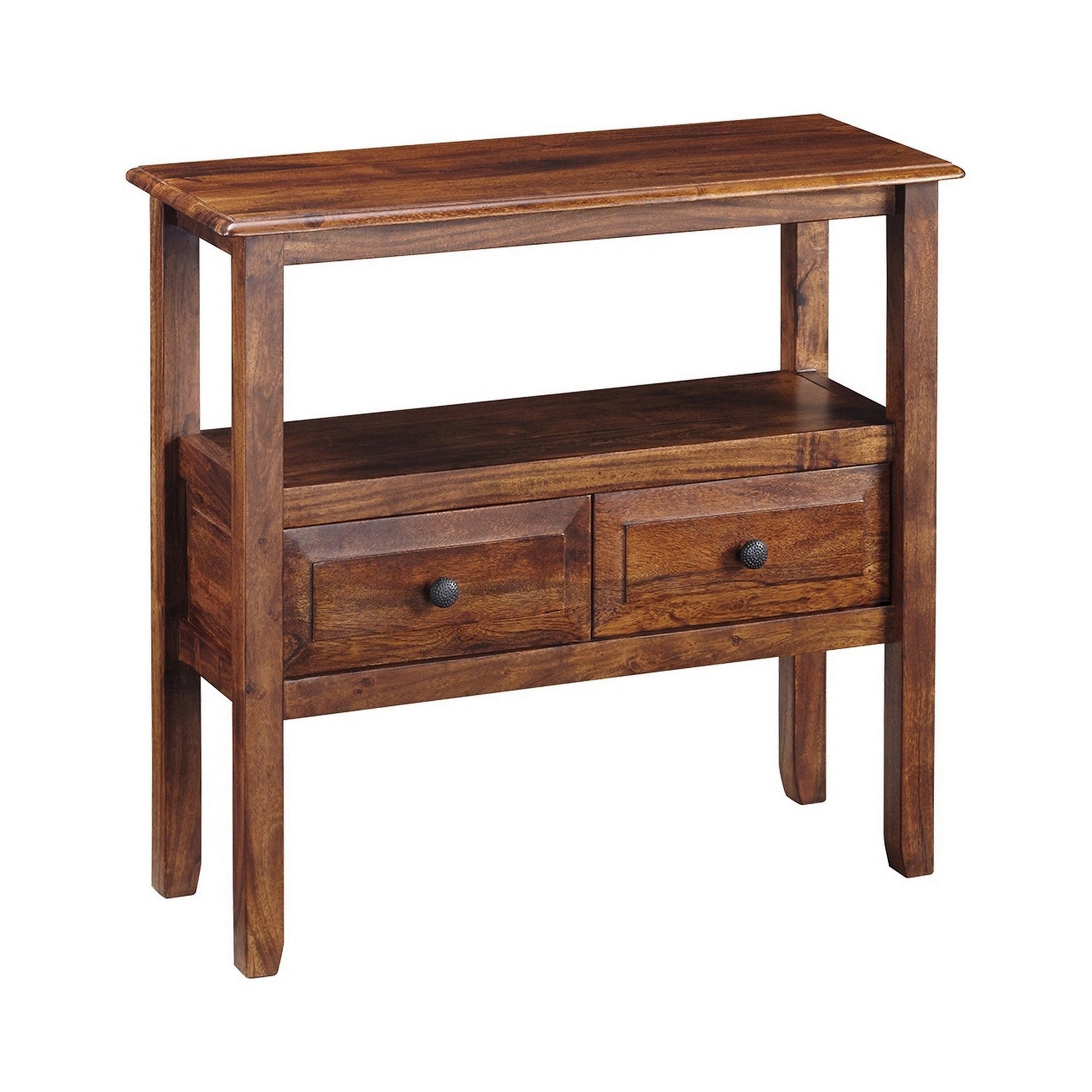 Benzara BM230908 32" 2-Drawer Brown Accent Table With Open Shelf