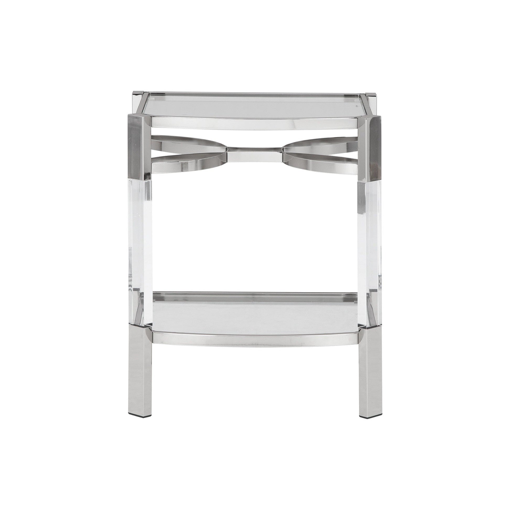 Benzara BM231375 26" Silver and Clear Metal and Acrylic Accent Table