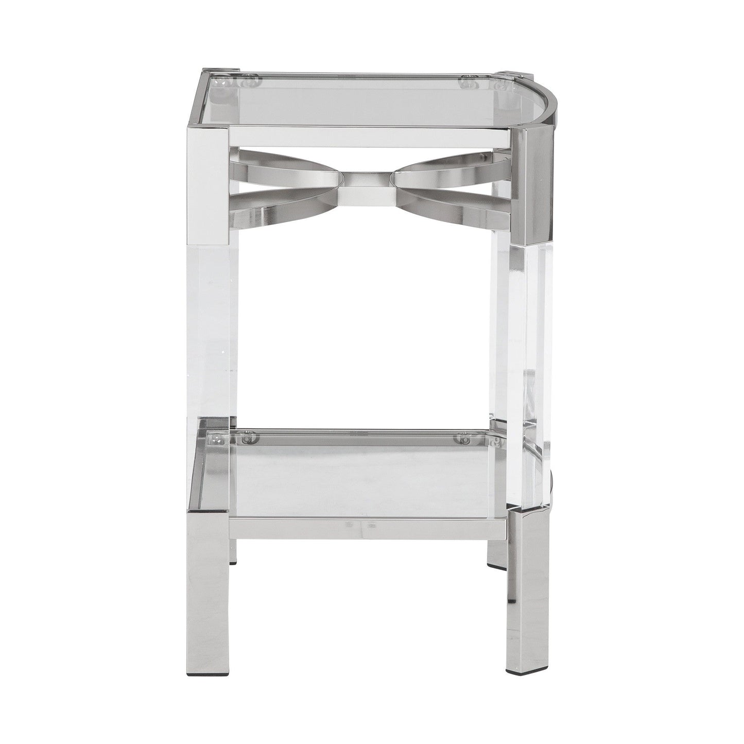 Benzara BM231375 26" Silver and Clear Metal and Acrylic Accent Table