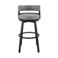 Benzara BM282664 Ella 30" Modern Gray Aluminum Outdoor Swivel Bar Stools With Black Accents