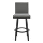 Benzara BM282696 Kim 30" Gray Swivel Vegan Faux Leather Bar Stool With Black Metal Legs