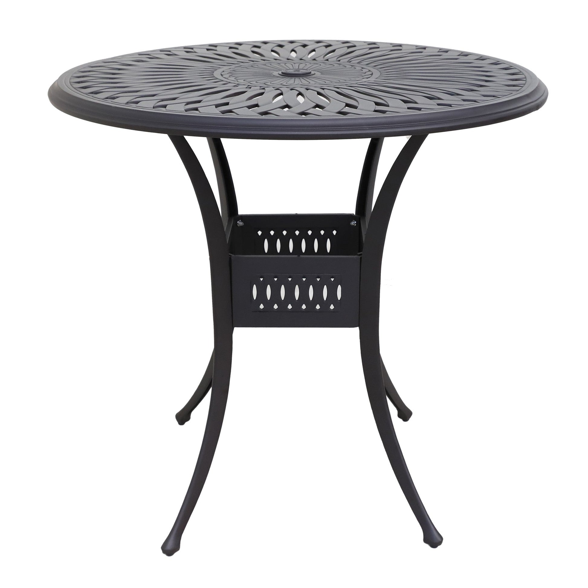 Benzara BM284134 Belmount 42" Dark Bronze Aluminum Bar Table With Lattice Cut Out Pattern