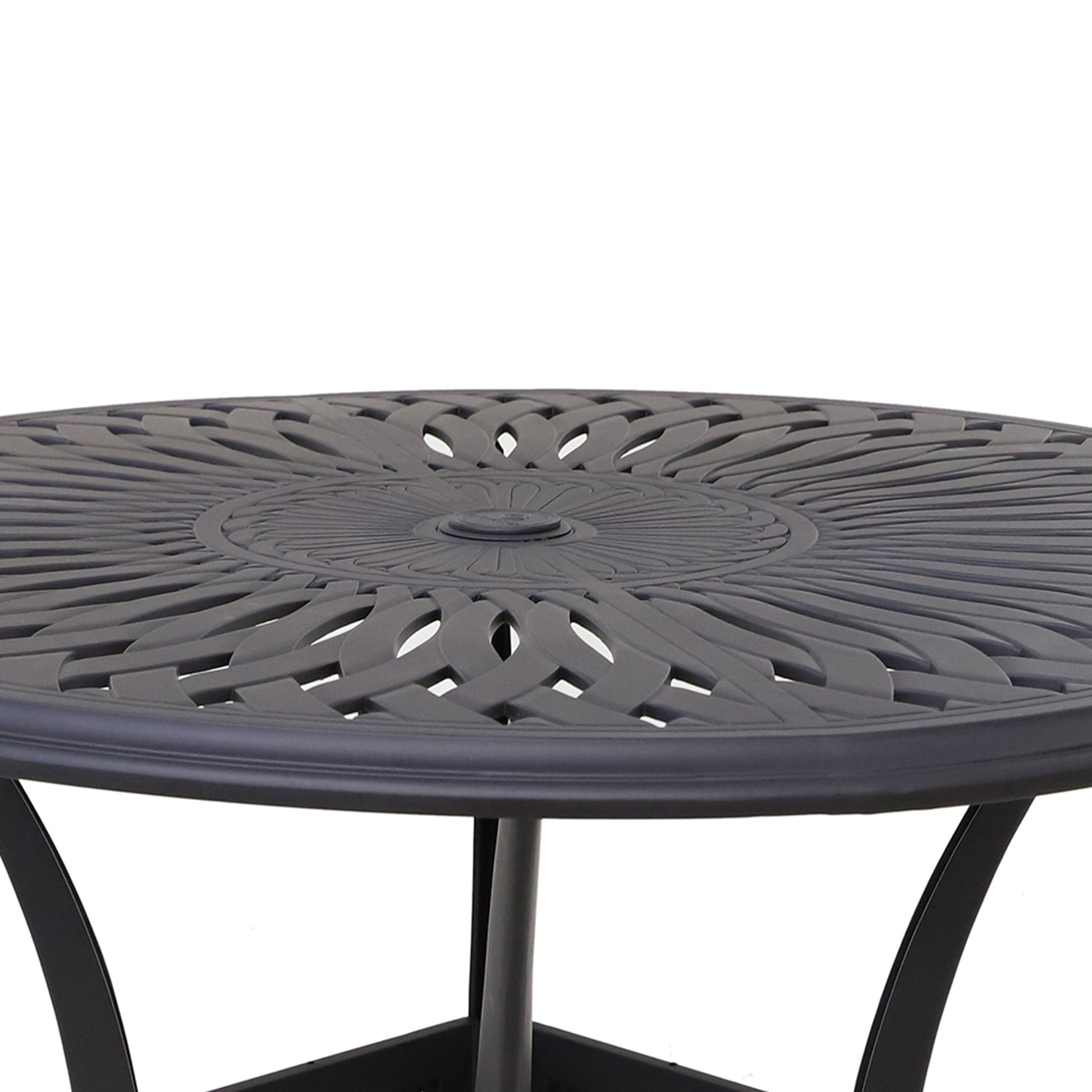 Benzara BM284134 Belmount 42" Dark Bronze Aluminum Bar Table With Lattice Cut Out Pattern