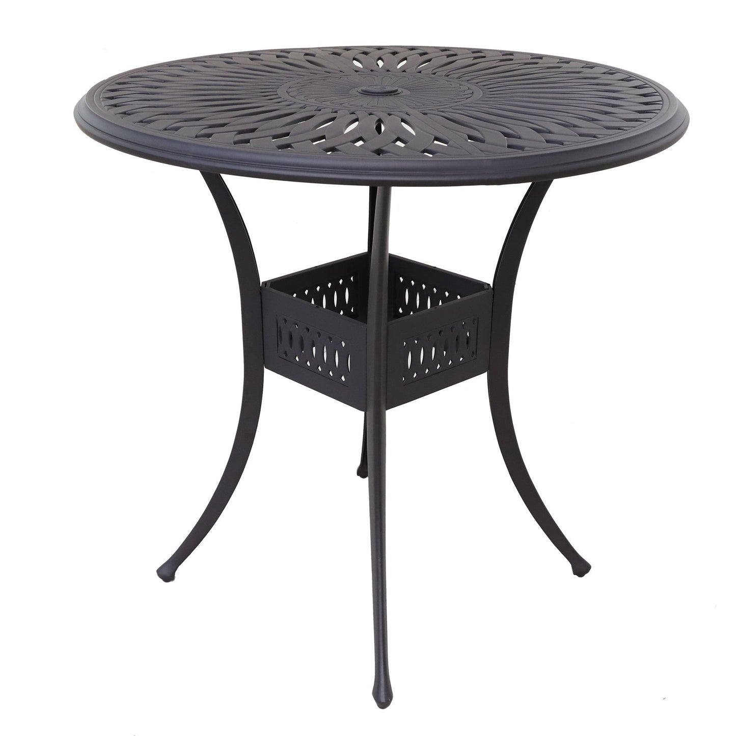 Benzara BM284134 Belmount 42" Dark Bronze Aluminum Bar Table With Lattice Cut Out Pattern