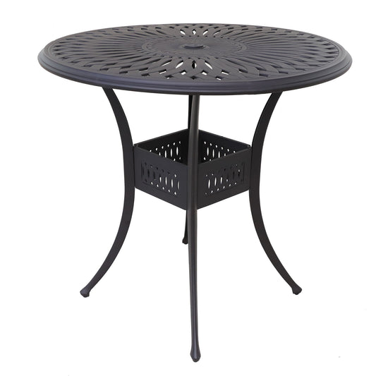 Benzara BM284134 Belmount 42" Dark Bronze Aluminum Bar Table With Lattice Cut Out Pattern