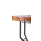 Benzara BM285028 41" Round Bar Table With Live Edge Wood Top, Metal Frame, and Brown Finish