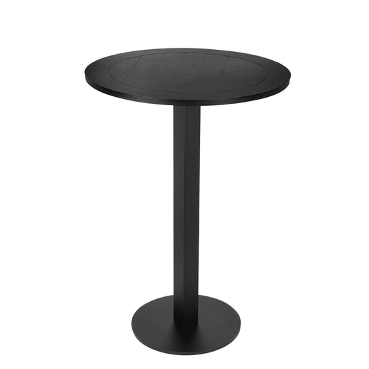 Benzara BM287740 Keli 43" Outdoor Bar Table With Black Aluminum Frame and Foldable Design