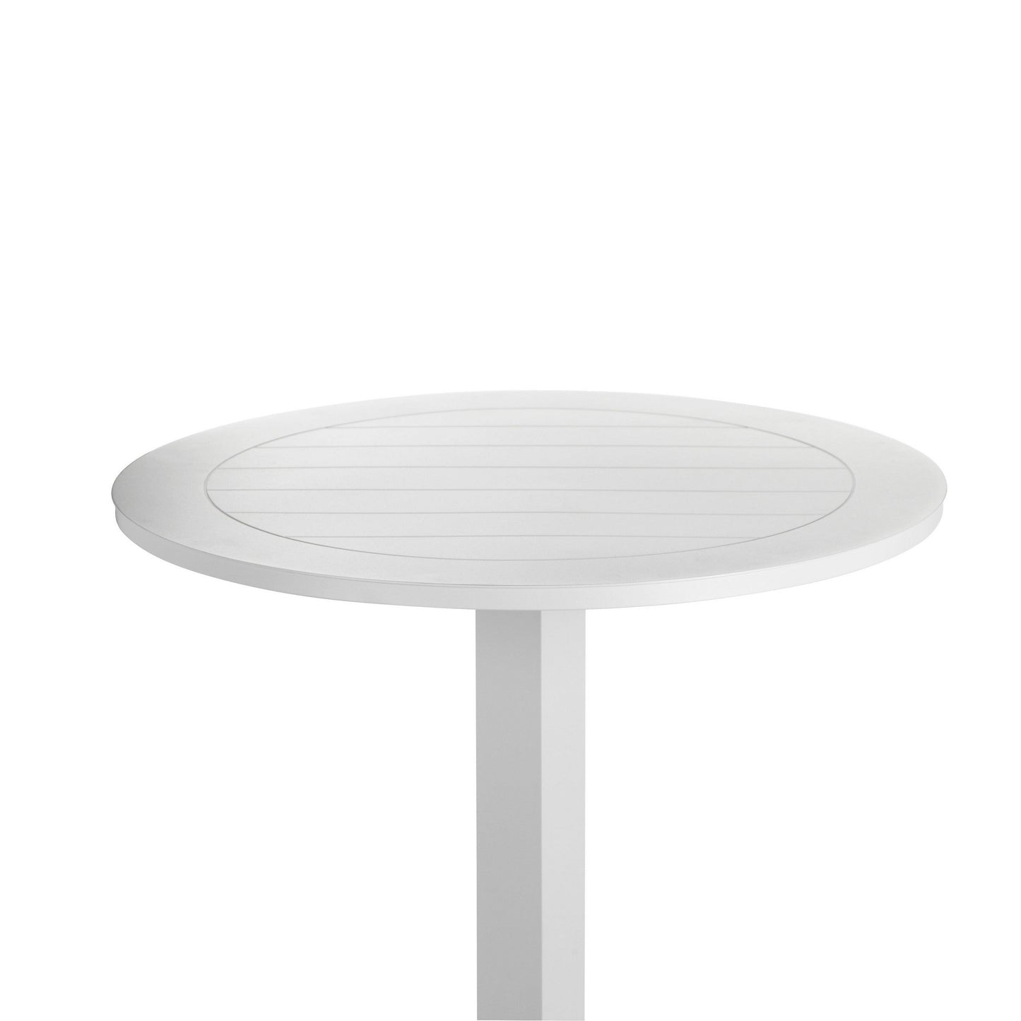 Benzara BM287742 Keli 43" Outdoor Bar Table With White Aluminum Frame and Foldable Design