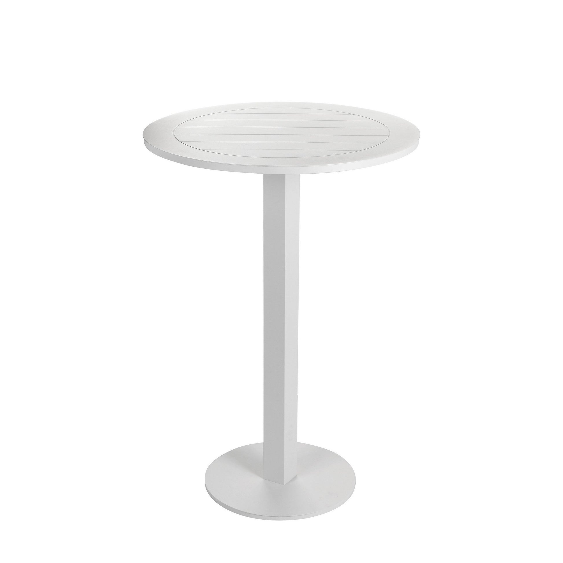 Benzara BM287742 Keli 43" Outdoor Bar Table With White Aluminum Frame and Foldable Design