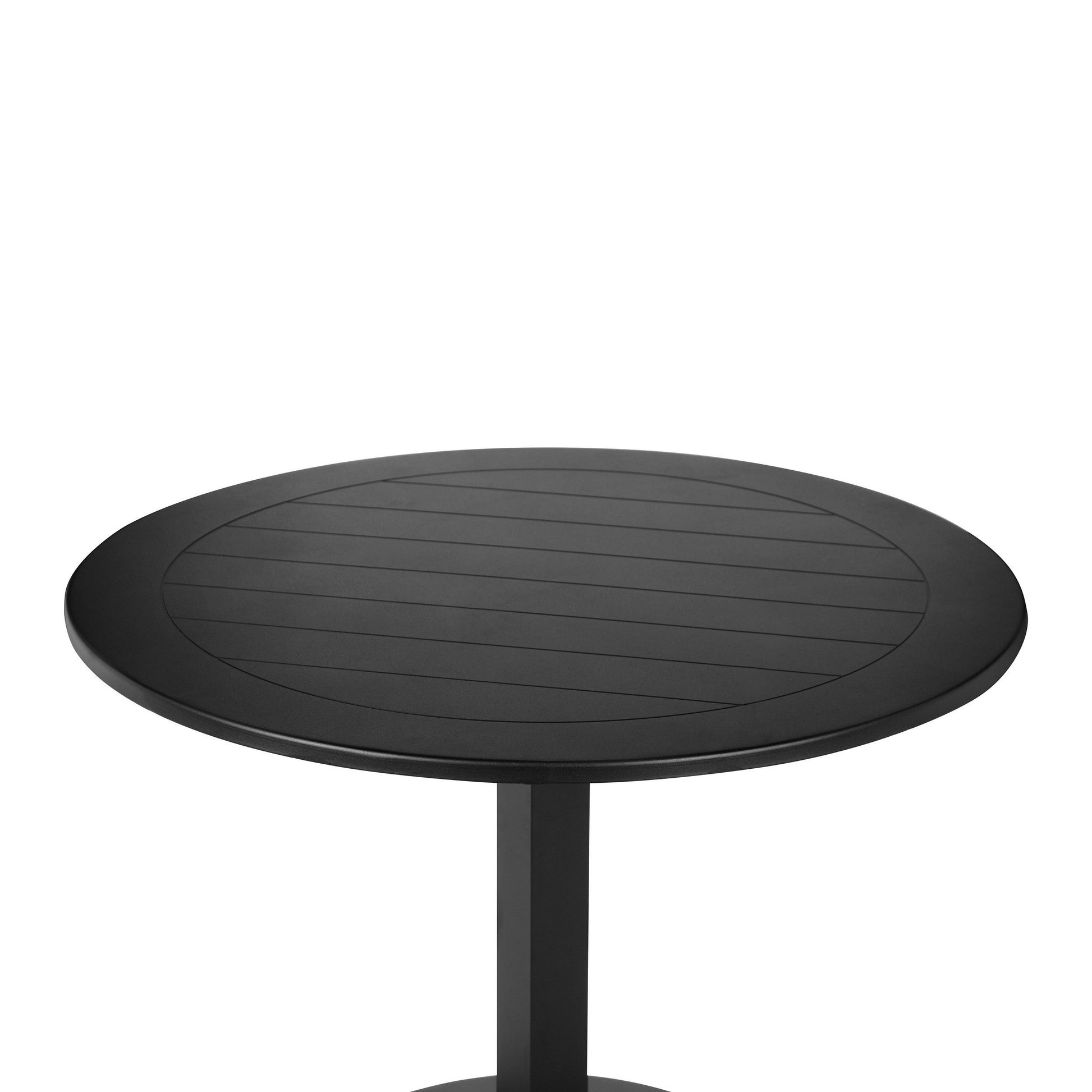 Benzara BM287780 Keli 35" Round Dining Table With Black Aluminum Frame and Foldable Design