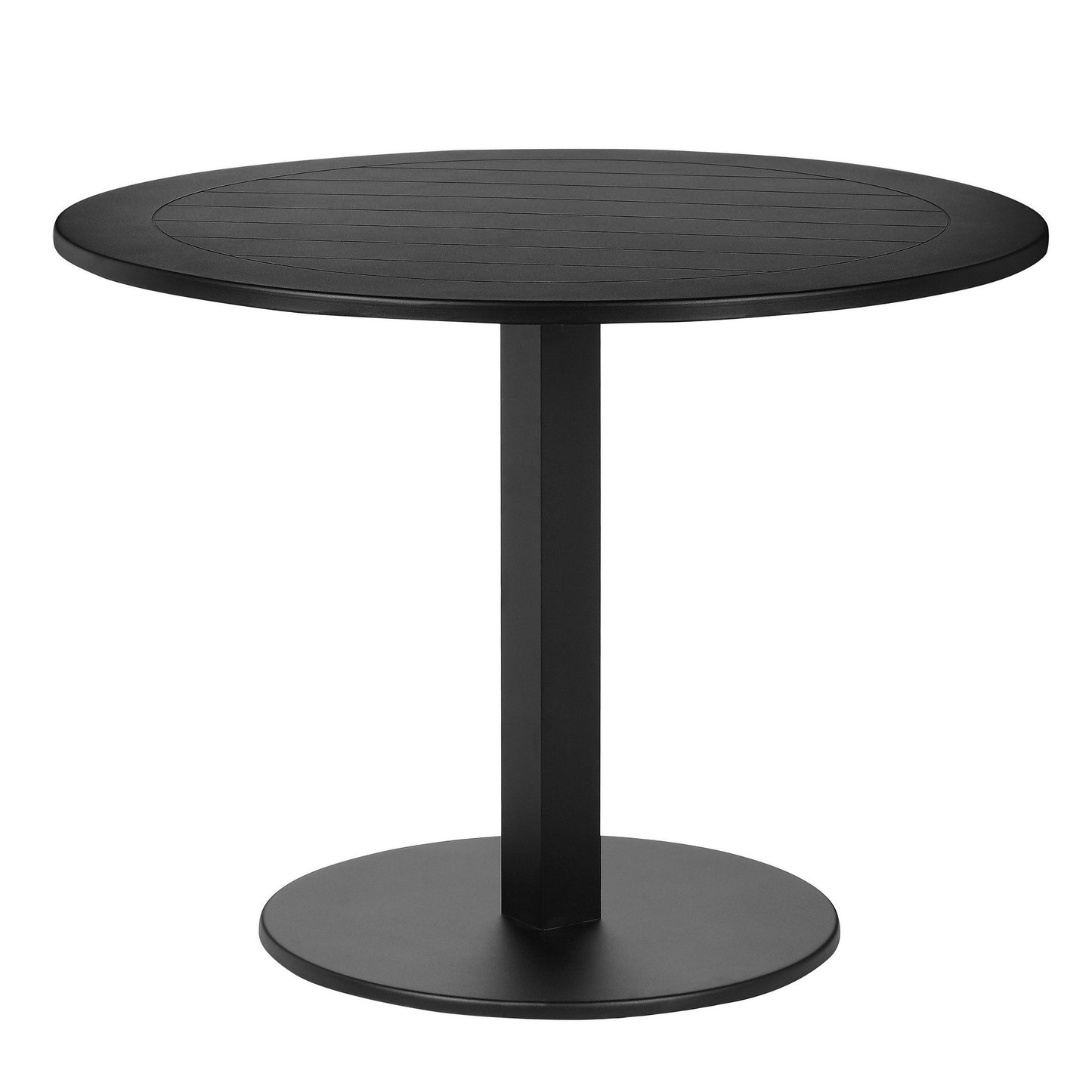 Benzara BM287780 Keli 35" Round Dining Table With Black Aluminum Frame and Foldable Design