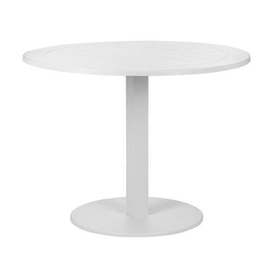 Benzara BM287782 Keli 35" Round Dining Table With White Aluminum Frame and Foldable Design