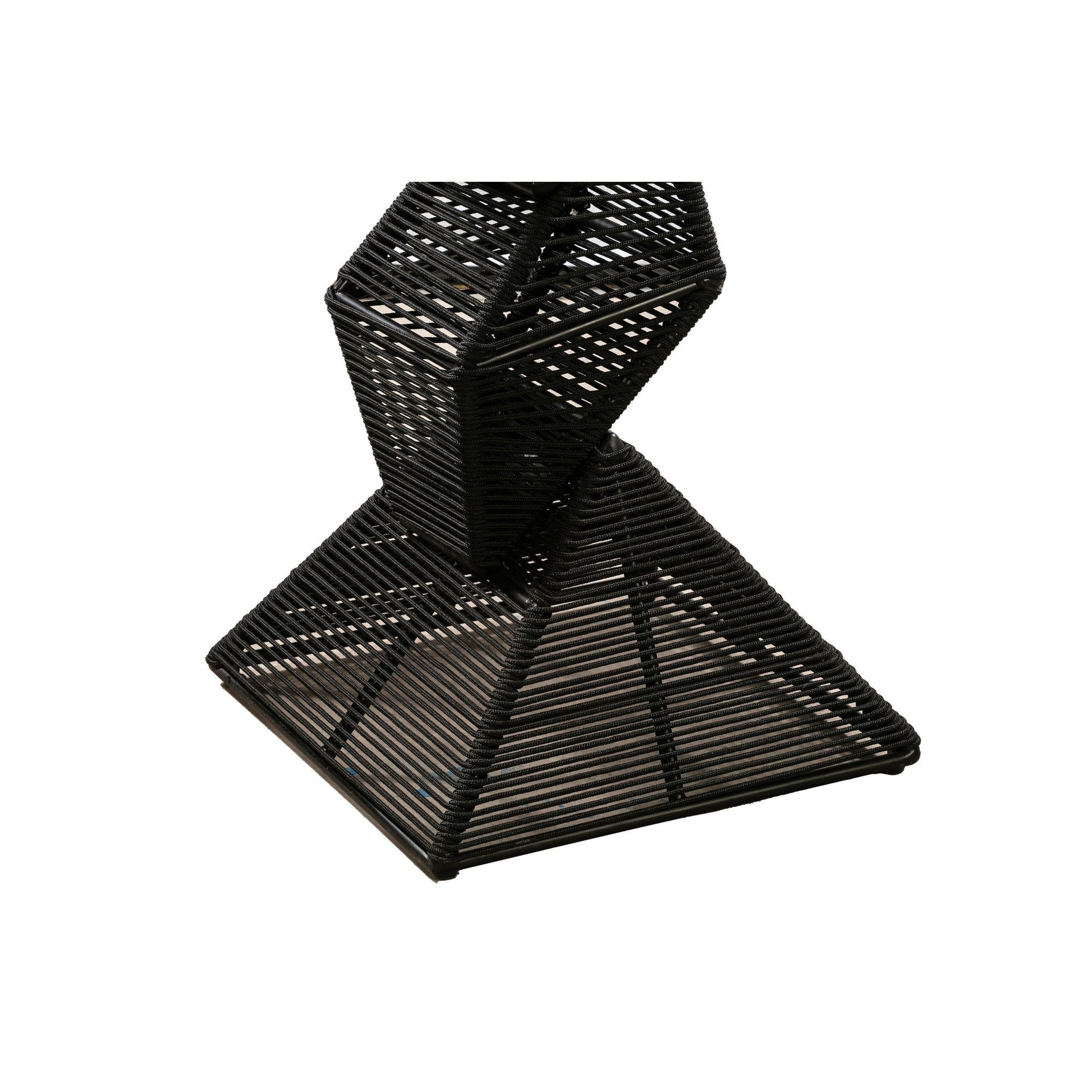 Benzara BM295438 36" Outdoor Pub Bar Table With Metal Top, Rope Woven Design, and Black Finish