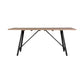 Benzara BM295610 Jace 71" Rectangular Patio Dining Table in Light Eucalyptus Wood With Black Accents