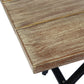 Benzara BM295610 Jace 71" Rectangular Patio Dining Table in Light Eucalyptus Wood With Black Accents