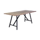 Benzara BM295610 Jace 71" Rectangular Patio Dining Table in Light Eucalyptus Wood With Black Accents