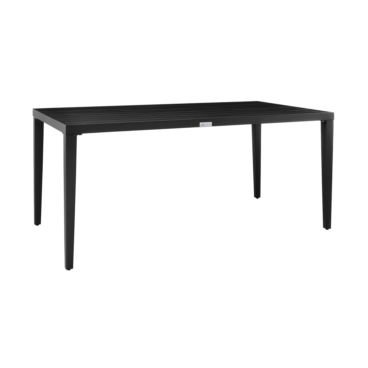 Benzara BM295616 Nyla 70" Patio Dining Table With Long Rectangular Slatted Surface in Black