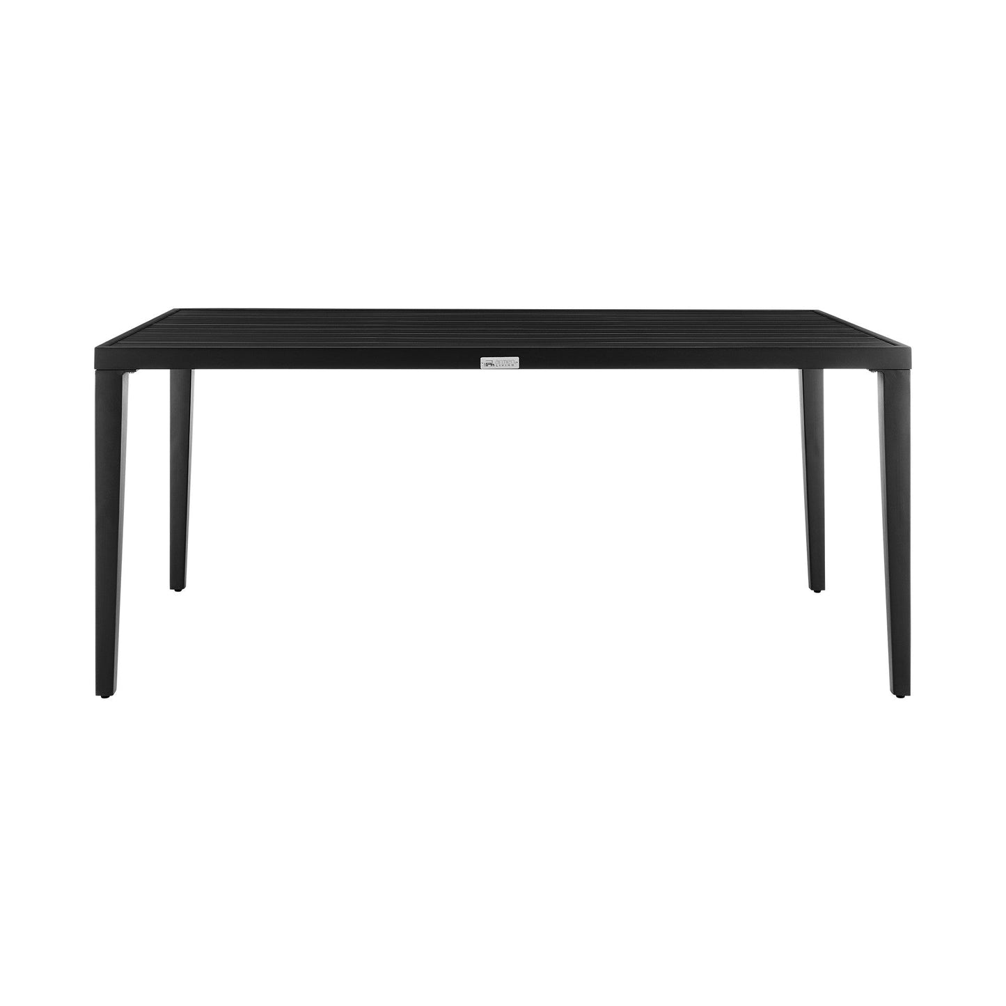 Benzara BM295616 Nyla 70" Patio Dining Table With Long Rectangular Slatted Surface in Black