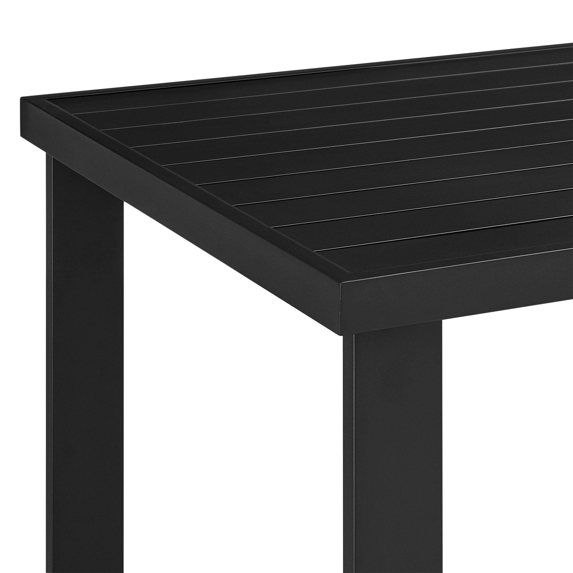 Benzara BM295634 Troy 59" Patio Bar Height Dining Table With Rectangular Tabletop in Black