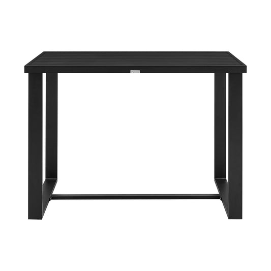 Benzara BM295634 Troy 59" Patio Bar Height Dining Table With Rectangular Tabletop in Black