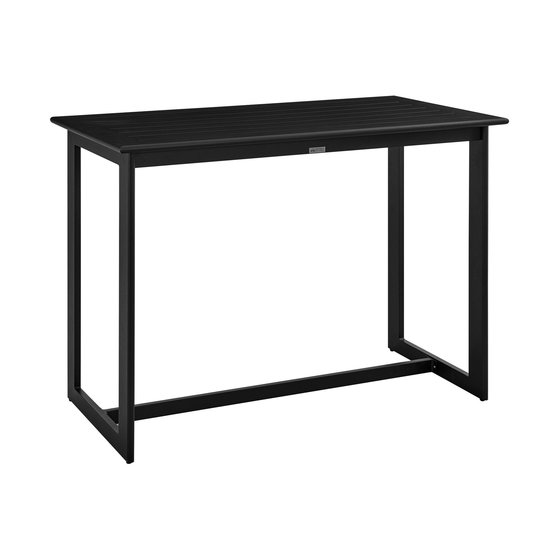 Benzara BM295646 Ollie 59" Patio Counter Height Dining Table With Black Rectangular Surface