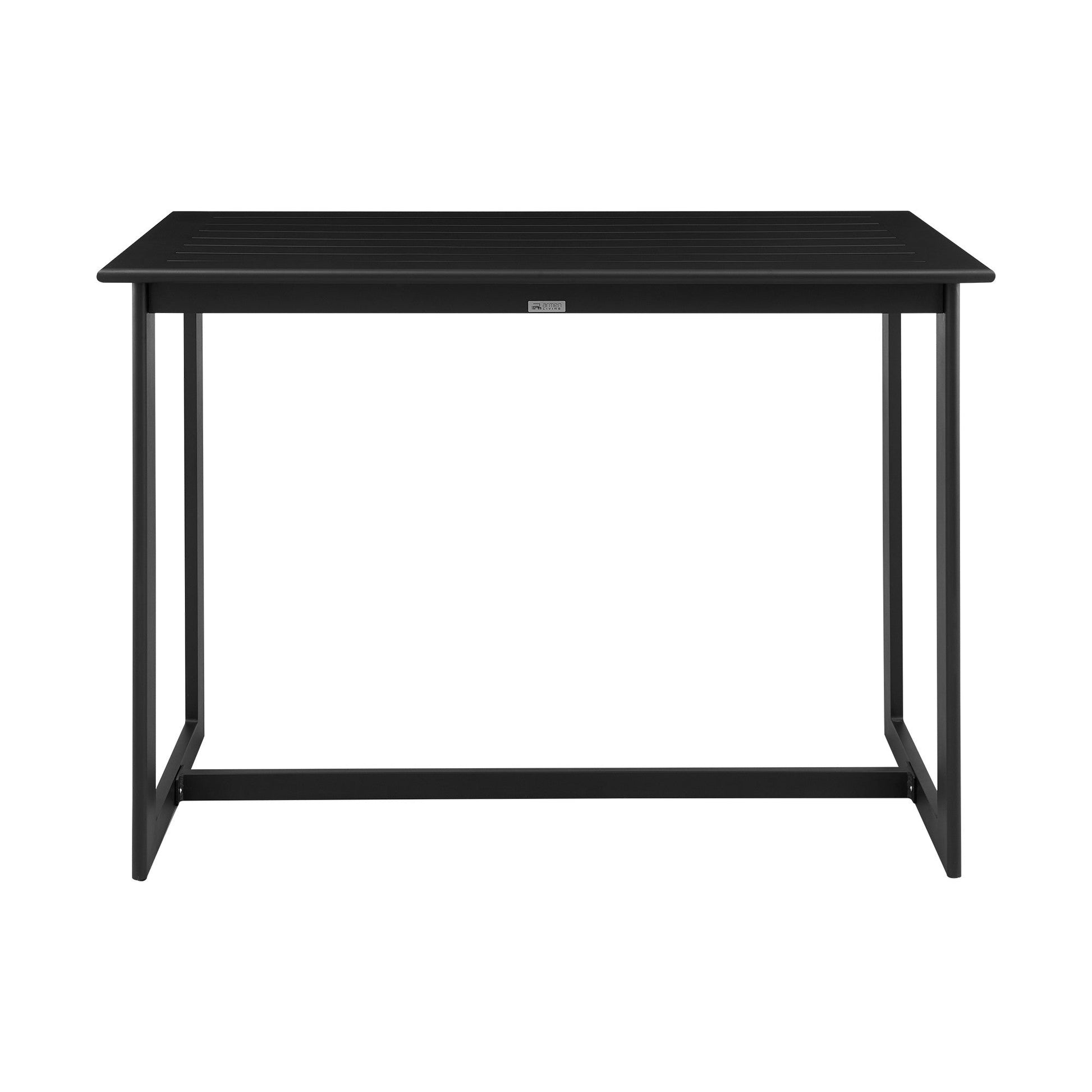 Benzara BM295646 Ollie 59" Patio Counter Height Dining Table With Black Rectangular Surface