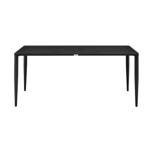 Benzara BM295676 Zoe 71" Patio Dining Table With Aluminum Frame and Rectangular Tabletop in Black