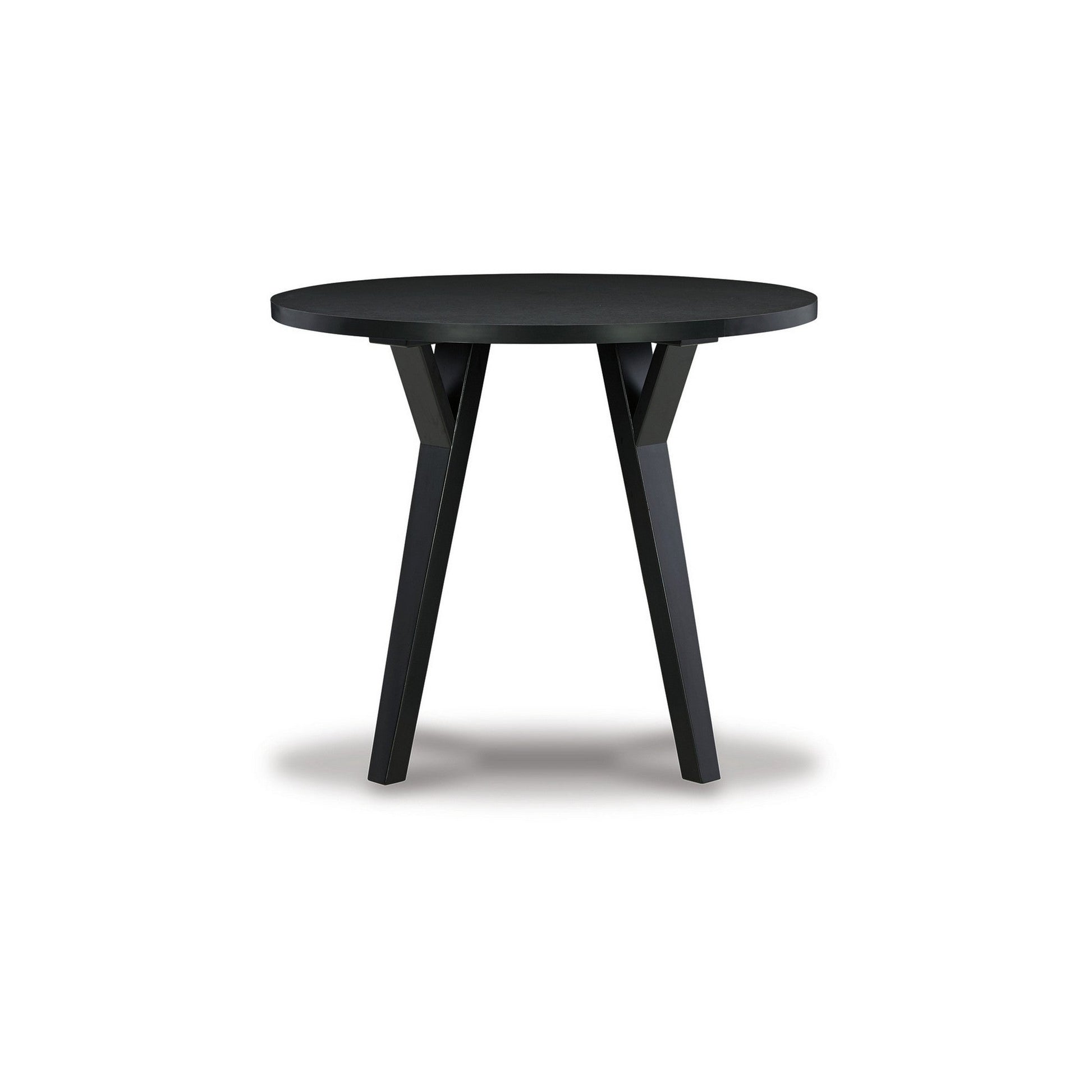 Benzara BM296884 Quip 36" Round Dining Table With Jet Black Wood and Smooth Melamine Surface