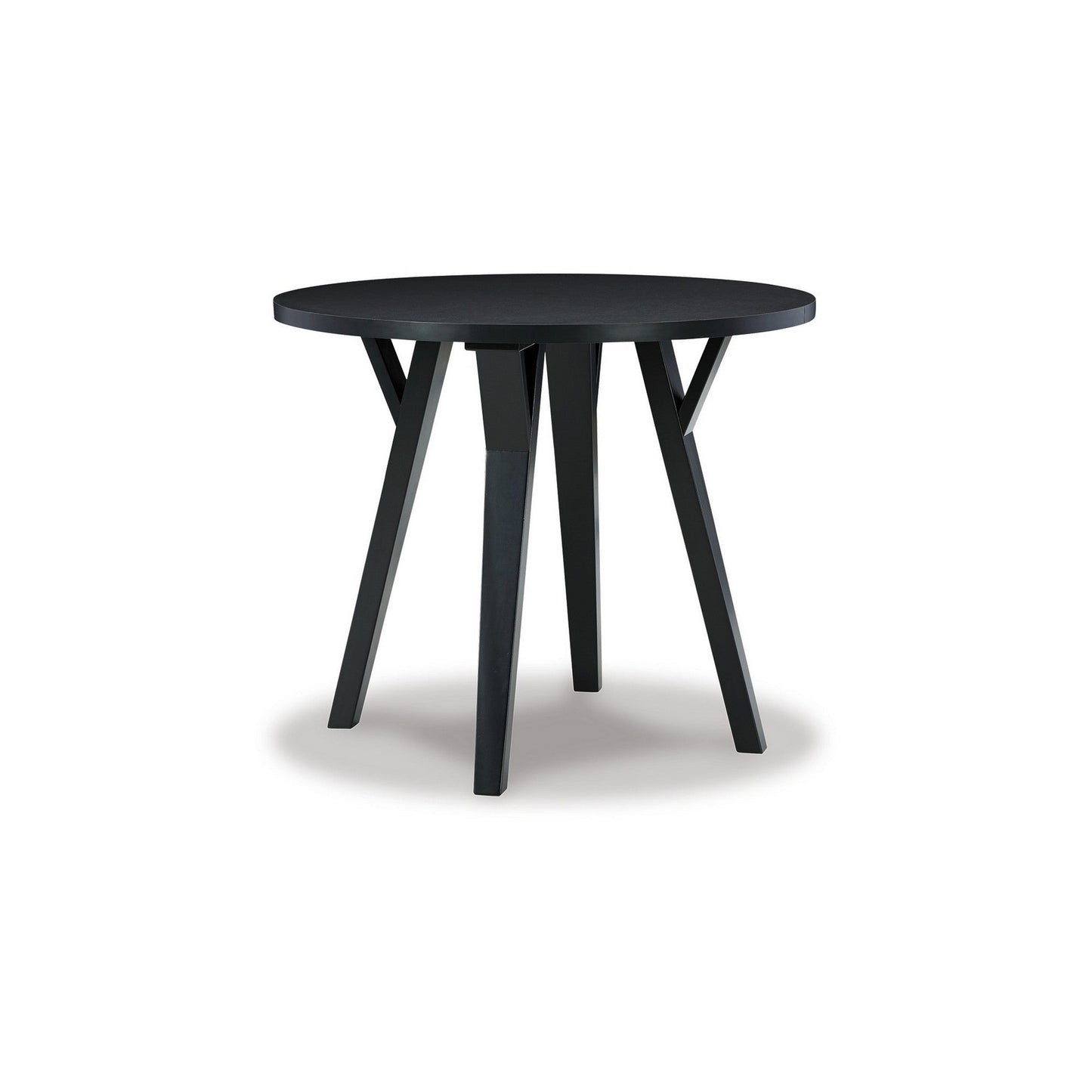 Benzara BM296884 Quip 36" Round Dining Table With Jet Black Wood and Smooth Melamine Surface