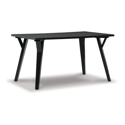 Benzara BM296926 Quip 55" Dining Table With Black Wood, Smooth Melamine Surface, and Angled Legs