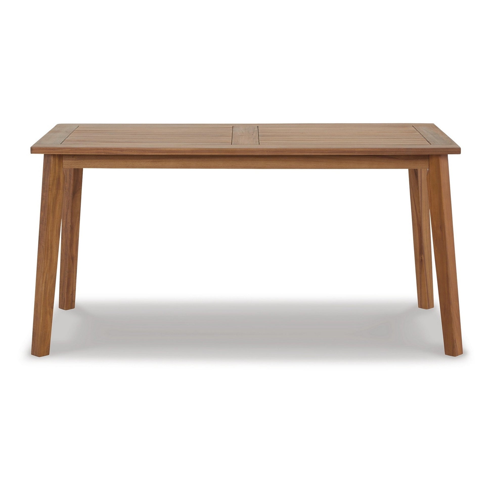 Benzara BM296947 Nilen 59" Dining Table With Natural Brown Acacia Wood and Slatted Surface