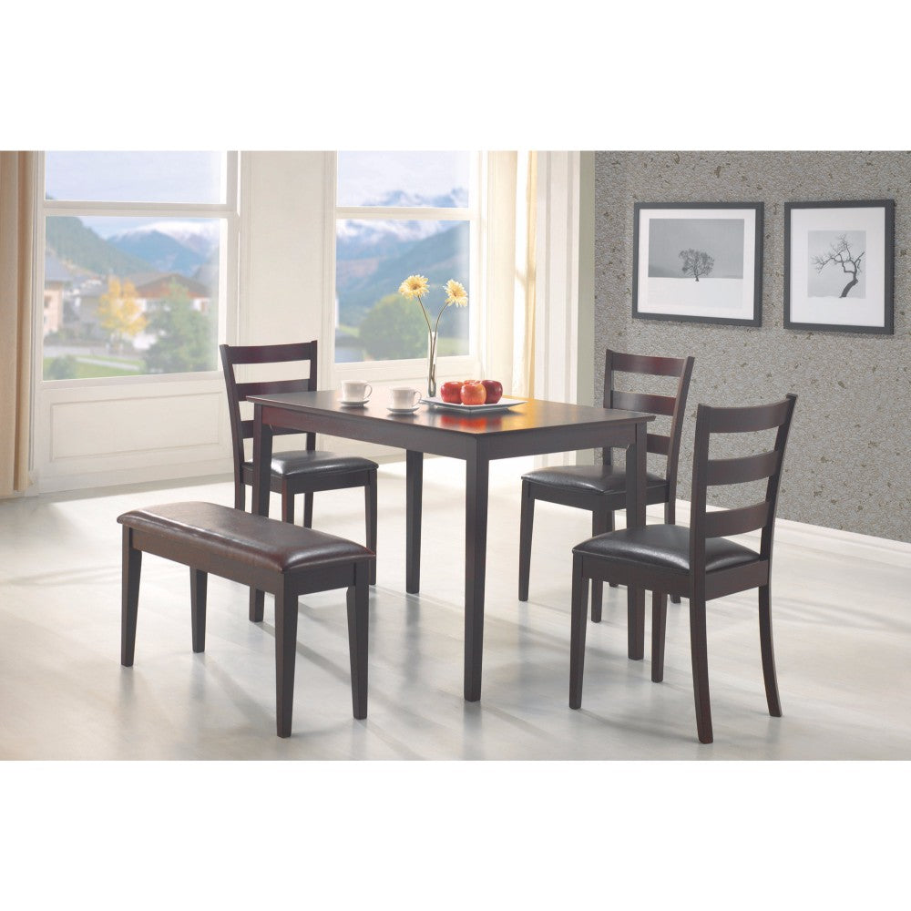 Benzara BM69422 5-Piece Brown Sophisticated Dining Set With Bench