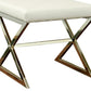 Benzara BM69636 White Contemporary Upholstered Stool Metal Base