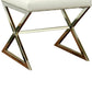 Benzara BM69636 White Contemporary Upholstered Stool Metal Base