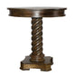 Benzara UPT-213135 Dark Brown Round Mango Wood Table With Twisted Pedestal Base and Molded Top